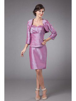 Taffeta Sweetheart Knee-Length Sheath Mother Of The Bride Dress with Jacket