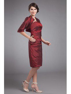 Taffeta Strapless Knee-length Sheath Mother Of The Bride Dress with Jacket