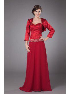 Charmeuse and Chiffon Sweetheart Floor Length A-line Mother Of The Bride Dress with Jacket