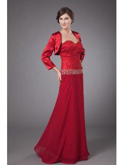 Charmeuse and Chiffon Sweetheart Floor Length A-line Mother Of The Bride Dress with Jacket