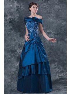 Taffeta Strapless Floor Length Ball Gown Mother Of The Bride Dress with Sequins