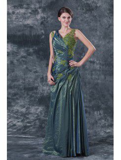 Satin V-Neckline Floor Length A-line Mother Of The Bride Dress