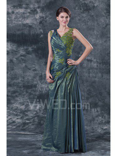 Satin V-Neckline Floor Length A-line Mother Of The Bride Dress