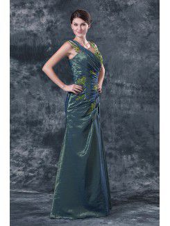 Satin V-Neckline Floor Length A-line Mother Of The Bride Dress