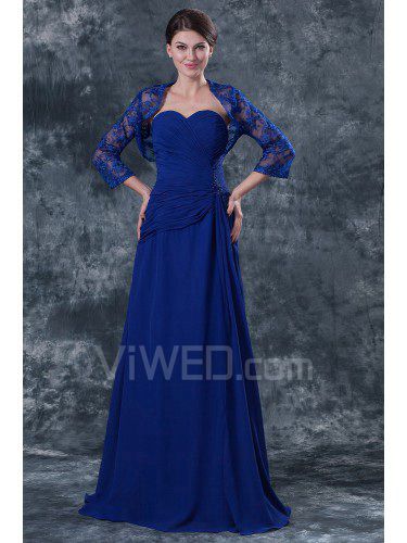 Lace and Chiffon Sweetheart Floor Length A-line Mother Of The Bride Dress with Jacket