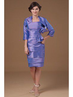 Taffeta Strapless Knee-Length Sheath Mother Of The Bride Dress with Ruffle and Jacket