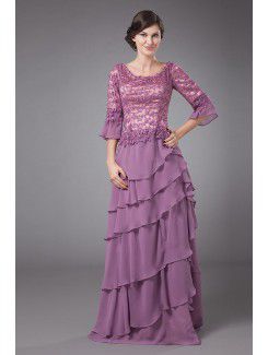 Chiffon and Lace Scoop Floor Length A-line Mother Of The Bride Dress