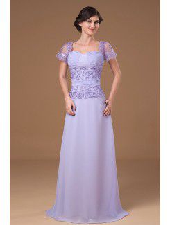 Chiffon Sweetheart Floor Length A-line Mother Of The Bride Dress with Short Sleeves