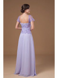 Chiffon Sweetheart Floor Length A-line Mother Of The Bride Dress with Short Sleeves