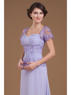 Chiffon Sweetheart Floor Length A-line Mother Of The Bride Dress with Short Sleeves