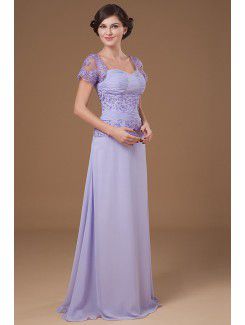 Chiffon Sweetheart Floor Length A-line Mother Of The Bride Dress with Short Sleeves