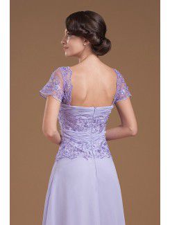 Chiffon Sweetheart Floor Length A-line Mother Of The Bride Dress with Short Sleeves