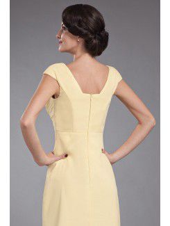 Chiffon Square Mini Column Mother Of The Bride Dress with Ruffle and Cap-Sleeves