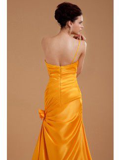 Taffeta One-Shoulder Floor Length Mermaid Mother Of The Bride Dress with Hand-made Flower