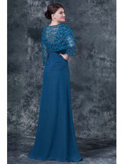 Chiffon Sweetheart Floor Length Column Mother Of The Bride Dress with Ruffle and Jacket