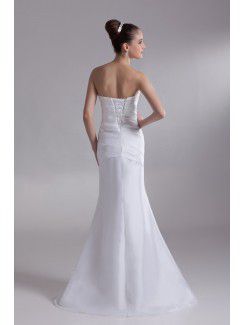 Taffeta Strapless Floor Length Mermaid Embroidered Wedding Dress