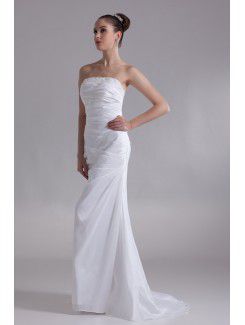 Taffeta Strapless Floor Length Mermaid Embroidered Wedding Dress