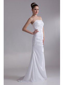 Taffeta Strapless Floor Length Mermaid Embroidered Wedding Dress