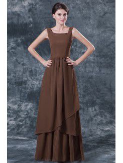 Chiffon Square Floor Length A-line Mother Of The Bride Dress with Ruffle