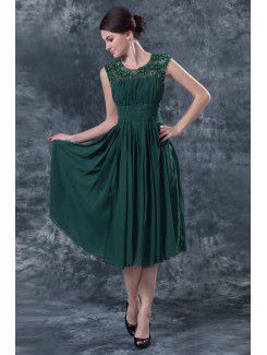 Chiffon Jewel Knee-Length Column Mother Of The Bride Dress