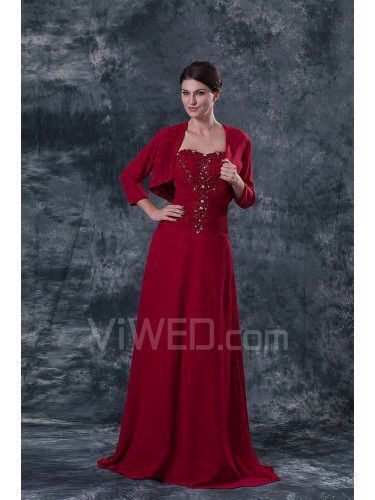 Chiffon Sweetheart Sweep Train A-line Mother Of The Bride Dress with Jacket