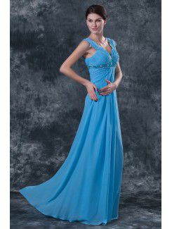 Chiffon Straps Floor Length Column Mother Of The Bride Dress