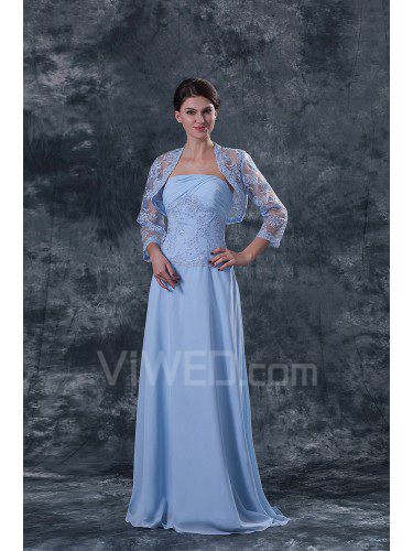 Chiffon senza spalline piano di lunghezza madre a-line del vestito da sposa con giacca