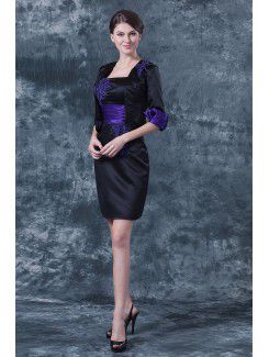 Satin Square Short Sheath Mother Of The Bride Dress with Jacket