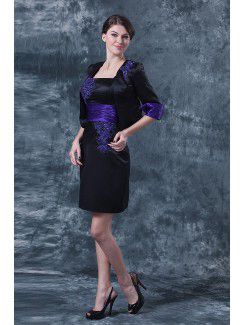 Satin Square Short Sheath Mother Of The Bride Dress with Jacket