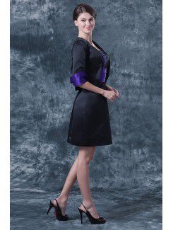 Satin Square Short Sheath Mother Of The Bride Dress with Jacket