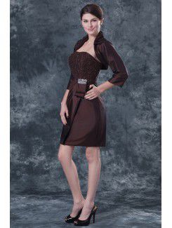 Taffeta Strapless Knee-Length Sheath Mother Of The Bride Dress with Sequins and Jacket