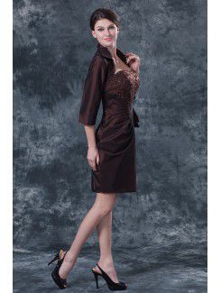 Taffeta Strapless Knee-Length Sheath Mother Of The Bride Dress with Sequins and Jacket