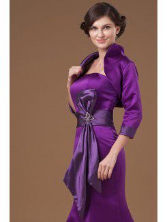 Satin Strapless Sweep Train Mermaid Mother Of The Bride Dress with Sash and Jacket