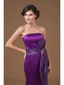 Satin Strapless Sweep Train Mermaid Mother Of The Bride Dress with Sash and Jacket