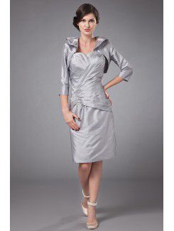 Taffeta Sweetheart Knee-length Sheath Mother Of The Bride Dress with Ruffle and Jacket