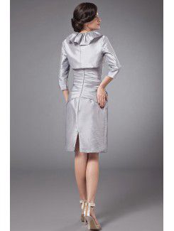 Taffeta Sweetheart Knee-length Sheath Mother Of The Bride Dress with Ruffle and Jacket