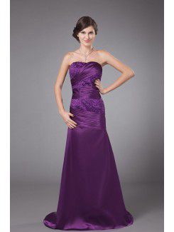 Charmeuse strapless varrer trem de uma linha mãe do vestido de noiva