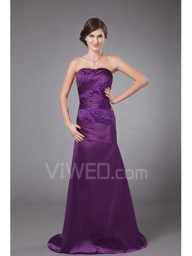 Charmeuse Strapless Sweep Train A-line Mother Of The Bride Dress