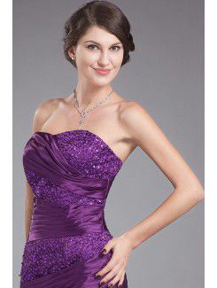 Charmeuse Strapless Sweep Train A-line Mother Of The Bride Dress