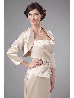 Satin Strapless Floor Length A-line Mother Of The Bride Dress with Crystals and Jacket