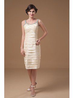 Taffeta Straps Knee-length Sheath Mother Of The Bride Dress with Sequins Ruched and Jacket