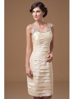 Taffeta Straps Knee-length Sheath Mother Of The Bride Dress with Sequins Ruched and Jacket