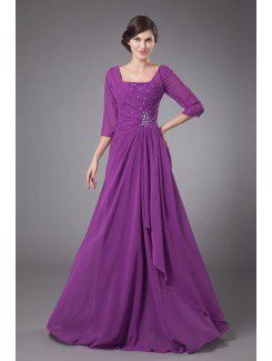 Chiffon Square Floor Length Column Mother Of The Bride Dress