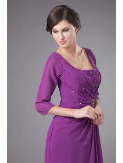 Chiffon Square Floor Length Column Mother Of The Bride Dress