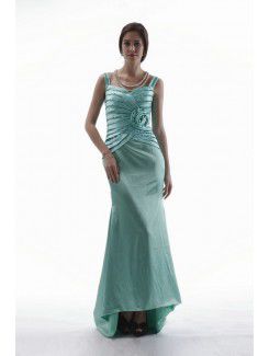 Charmeuse Straps Floor Length Sheath Mother Of The Bride Dress with Flowers and Jacket