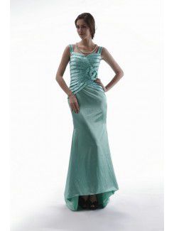 Charmeuse Straps Floor Length Sheath Mother Of The Bride Dress with Flowers and Jacket