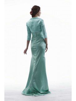 Charmeuse Straps Floor Length Sheath Mother Of The Bride Dress with Flowers and Jacket