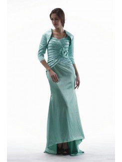 Charmeuse Straps Floor Length Sheath Mother Of The Bride Dress with Flowers and Jacket