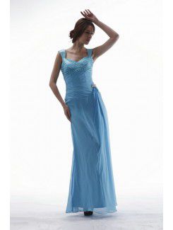 Chiffon and Satin Straps Ankle-Length Column Mother Of The Bride Dress with Sequins and Jacket