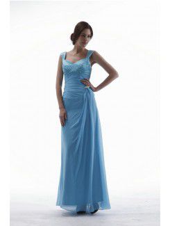 Chiffon and Satin Straps Ankle-Length Column Mother Of The Bride Dress with Sequins and Jacket